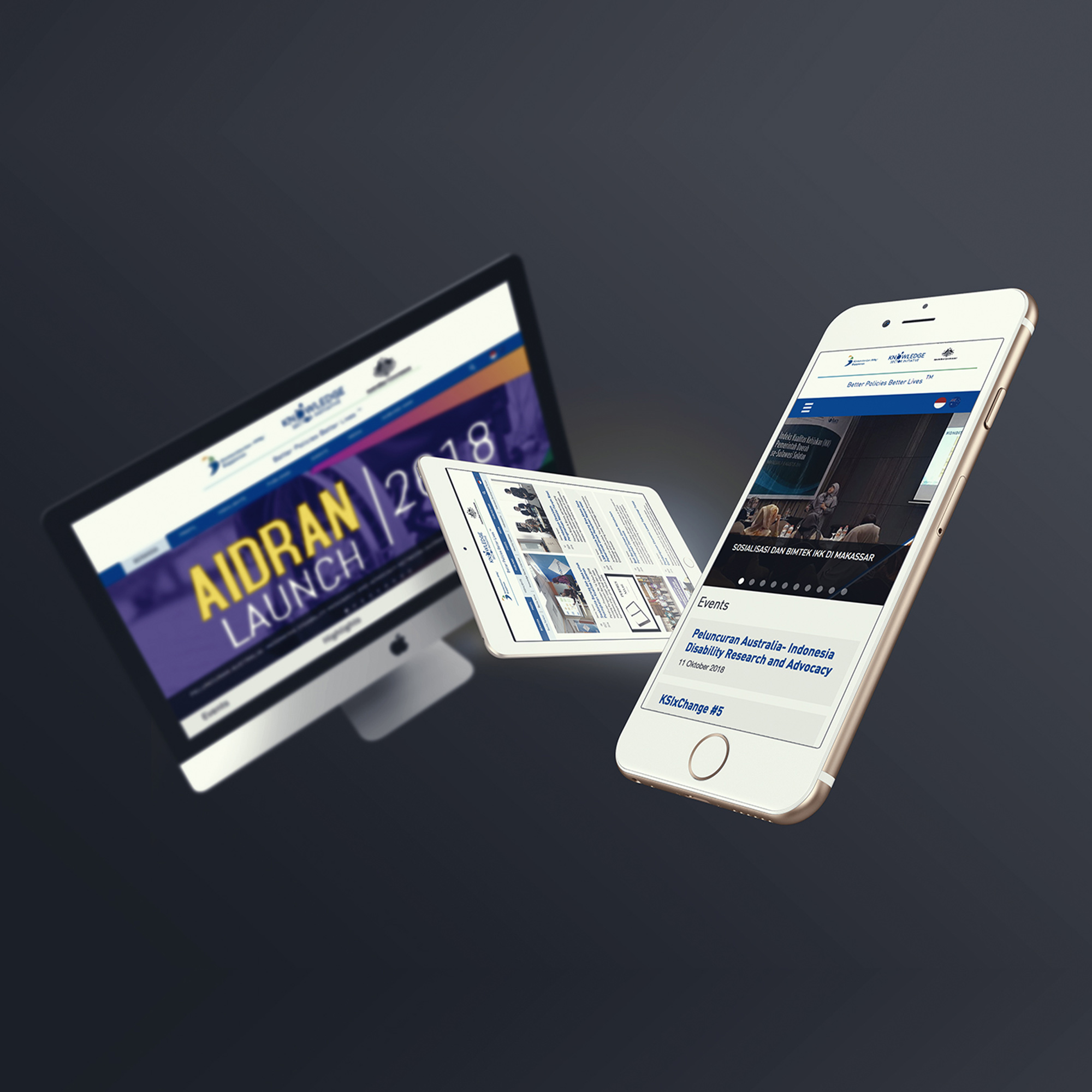 Website on different devices and screens.