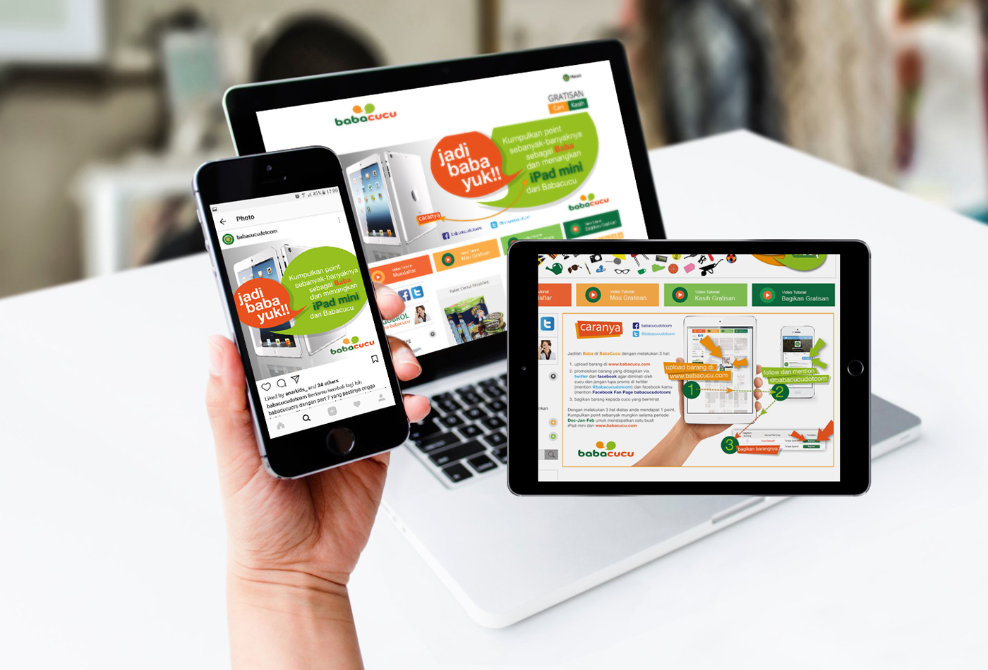 Product promotion banners and social media posts to get respondents.