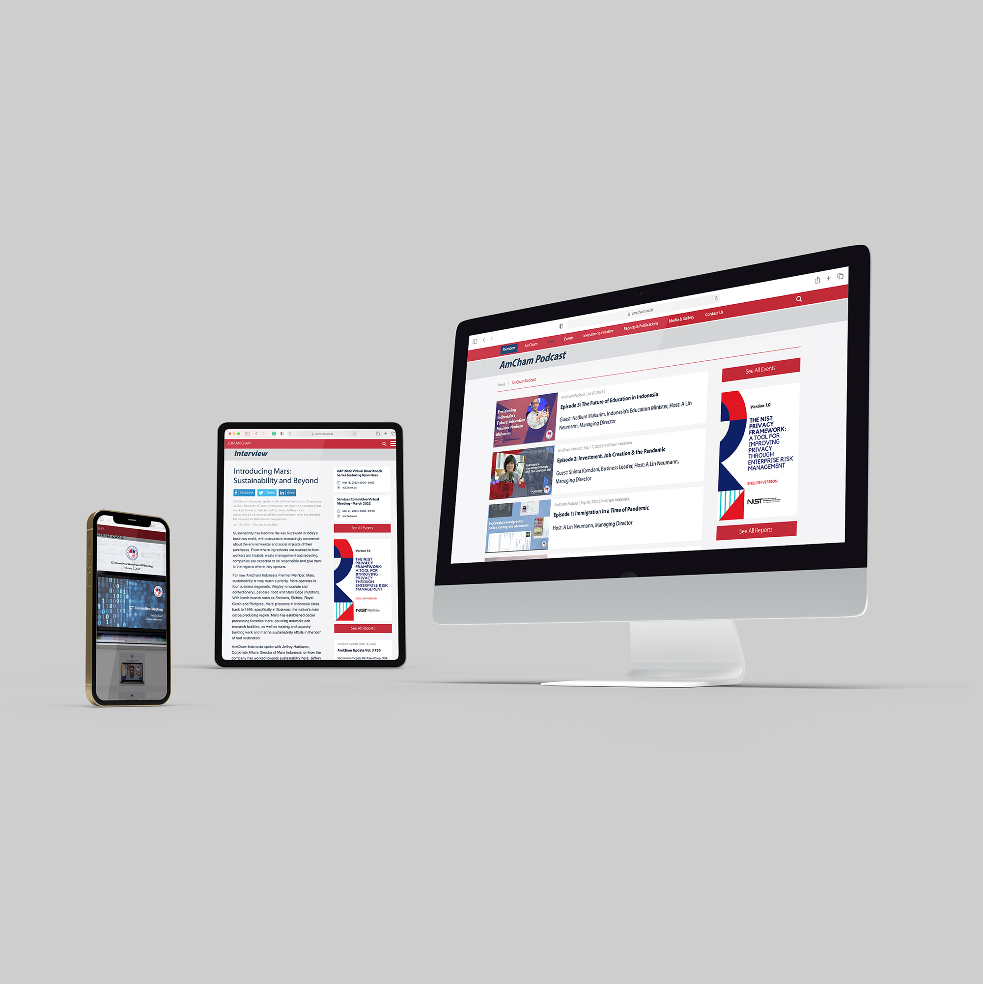 Website previews on different screens.