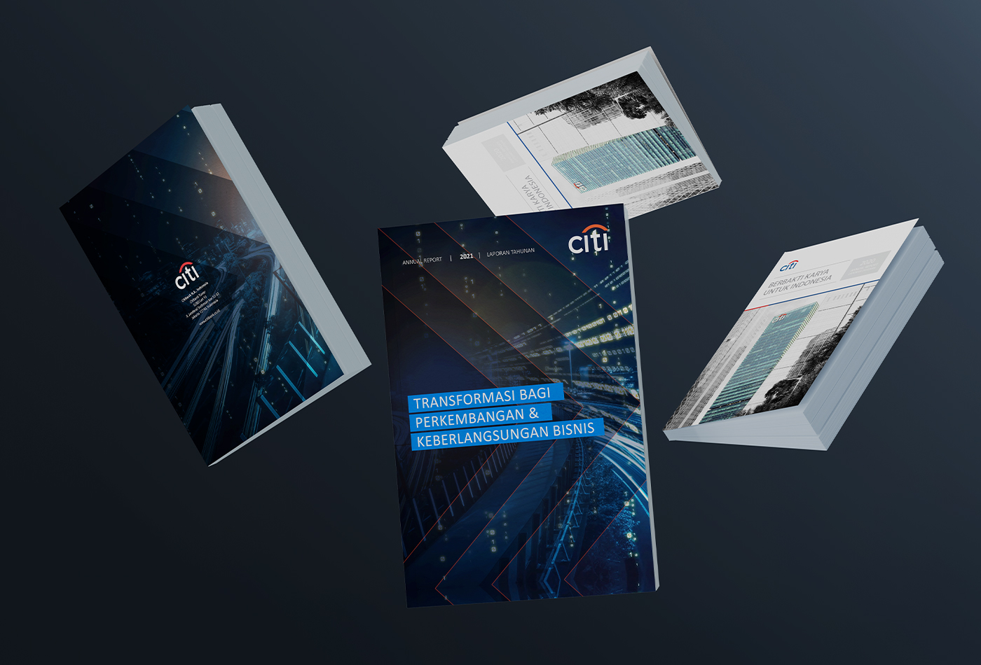 The annual report book front and back covers.