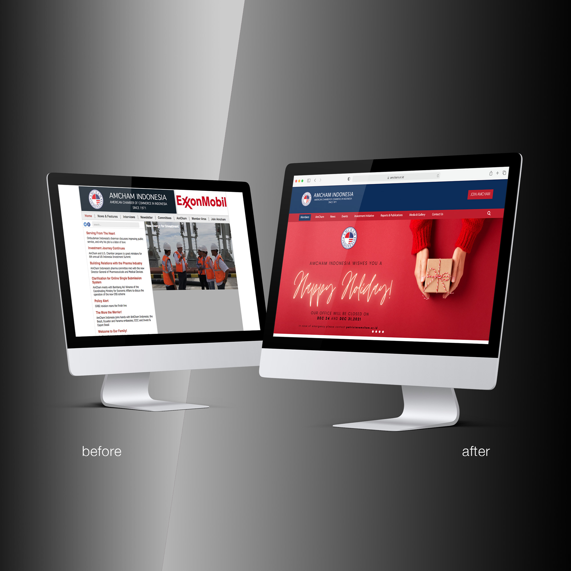 Website revamping before and after.