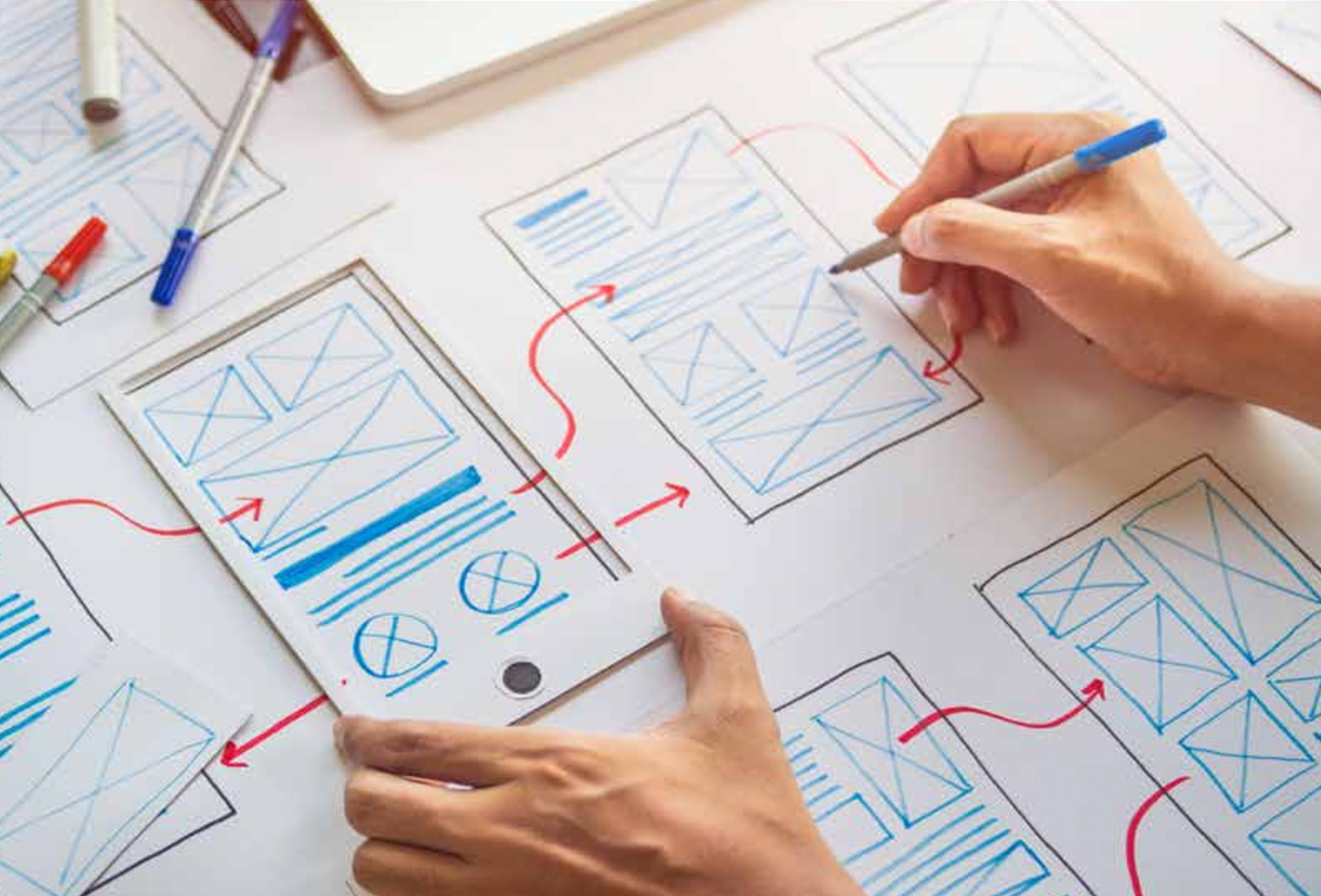 A few possible scenarios of flow in the system application to create good user experiences.