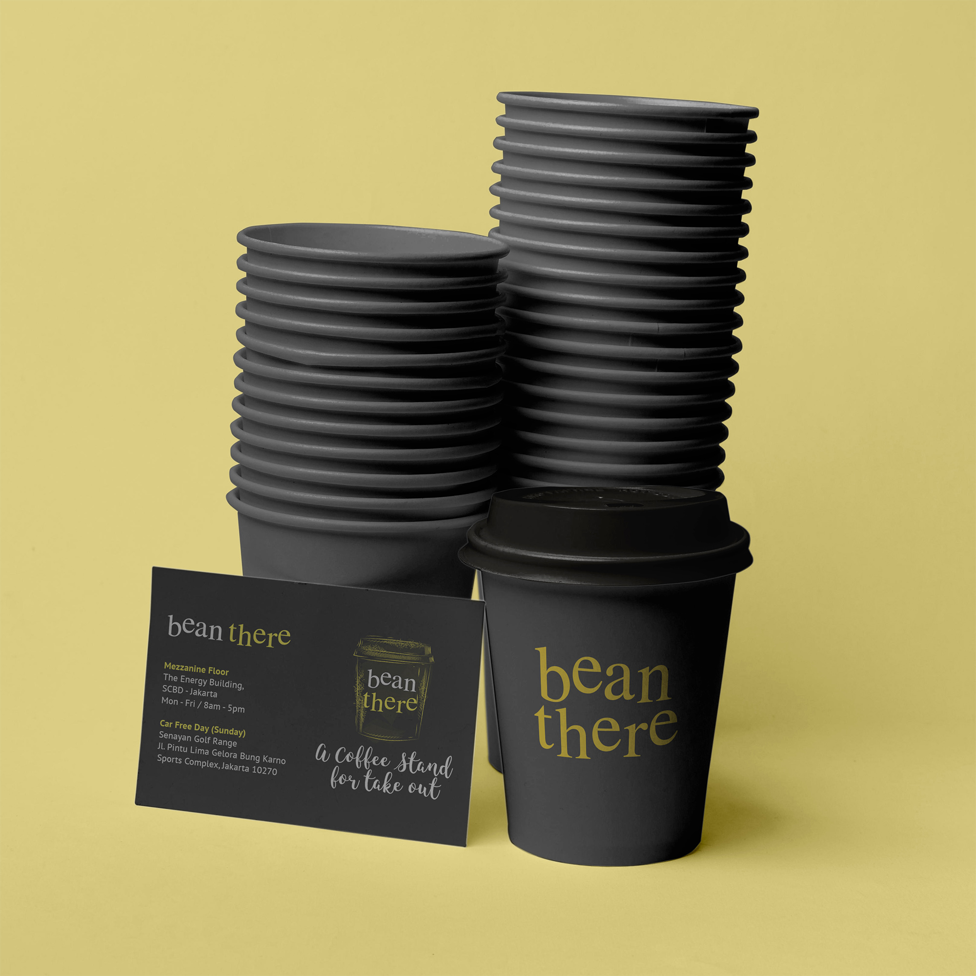 Logo implementation on the coffee cup.