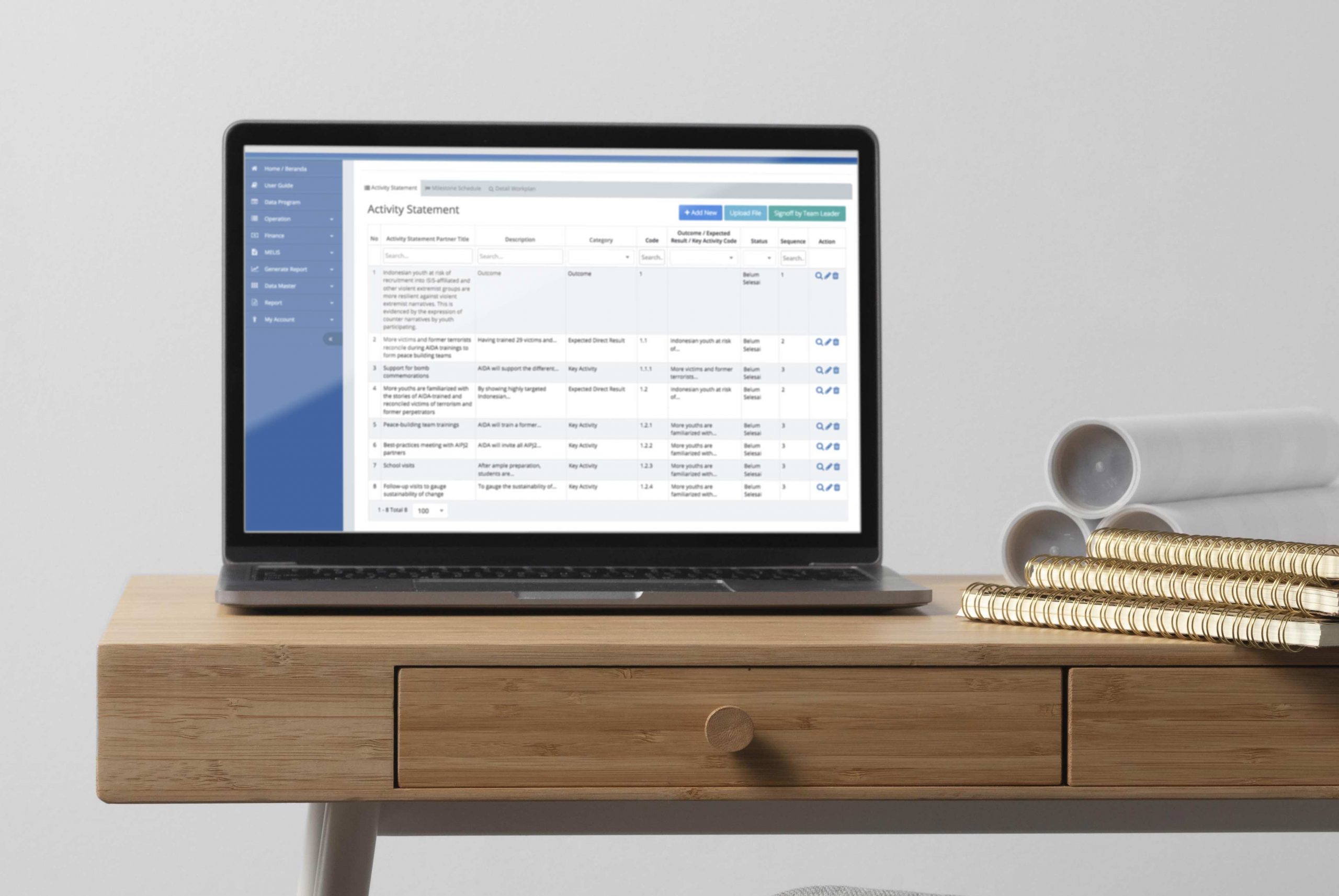 The system provides a template form ready to create a report.