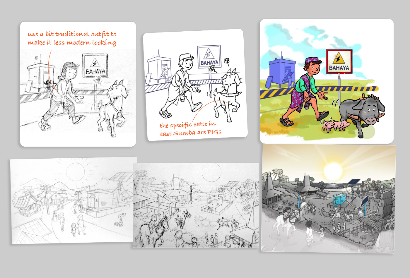Custom illustration development to capture relatable visuals to local culture.