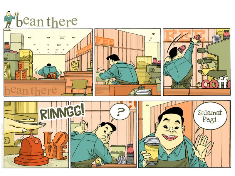 The beginning of Beanthere in the illustration strip.